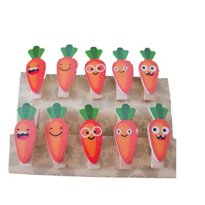 China Wholesale 10pcs Festival Decoration HandCraft Carrot Wooden Cilp Clothespin Clip Kids Gift Easter Party Clothespin for sale