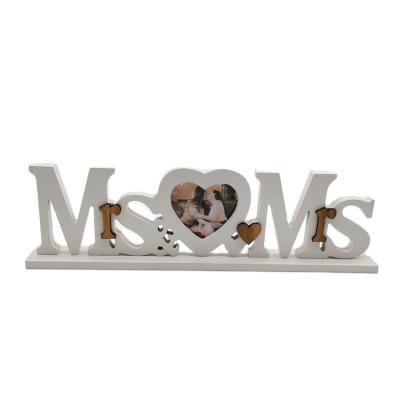 China Environmentally Friendly Wooden Photo Crafts Wedding Mrs Mrs Frame Decorations Table Centerpieces Decor for sale