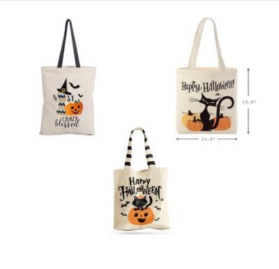 China 100% Eco-Friendly Custom Trick Or Treat Tote Bag Reusable Halloween For Candy Gifts Grocery Cart for sale