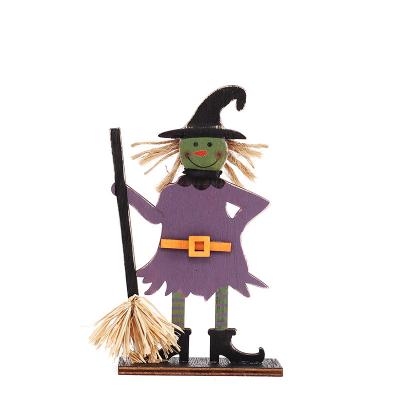 China Holiday Decorations Supply High Quality Colorful Wooden Drawing Ghost Witch Spider Holiday Decorations Halloween Ornament for sale