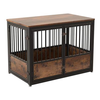 China Sustainable Multi Functional Design Desk Dog Kennel 3 Doors Wooden Dog Cages Pet Crate Furniture for sale