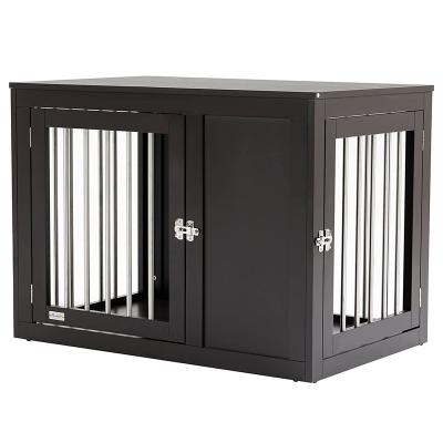 China Spacious Storage Multi Functional Side Table Dog Cages Crates Two Open Doors MDF Board Dog House Furniture for sale