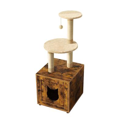 China Cats Sturdy Structure Large Wooden Cat House EPA Particle Board Indoor  Modern Cat Tower Tree for sale