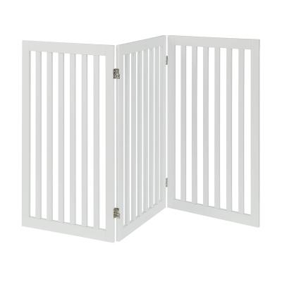 China Sustainable Freestanding Wooden Dog Gate, Foldable Pet Gate with 2PCS Support Feet Indoor Pet Gate for Stairs, White for sale