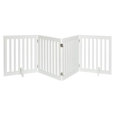 China Sustainable Freestanding Wooden Dog Gate, Foldable Pet Gate with 2PCS Support Feet Dog Barrier Indoor Pet Gate Panels for Stairs, , White for sale