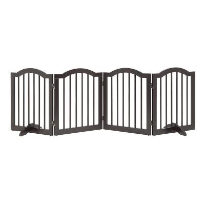 China Sustainable Traditional Pet Gate with Arched Top  - 4 Panel - 24 Inch Step Over Fence - Free Standing Folding for sale