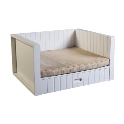 China Sustainable Pet Elevated Wood Pet Dog Bed With Storage Drawer for sale