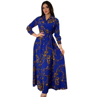 China Long Ethnic Anti-Static Dress for Women Muslim Maxi Dresses Loose Plus Size Middle East Middle Eastern Long Sleeve V-Neck Ribbon Ethnic Dress for sale