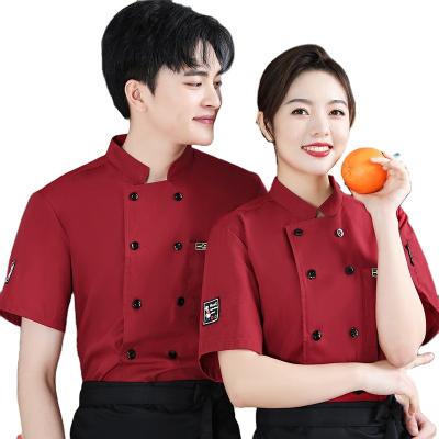 China Double Button Stud Short Sleeve Cooking Japanese Uniform Chef Jacket Waiter Clothes Chef Jacket Kitchen Hotel Restaurant Chef Uniform for sale