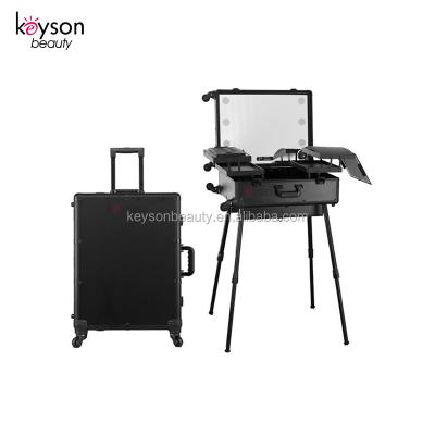 China Custom Made Keyson X-Large High Quality Makeup Artist Train Case with Lights for sale