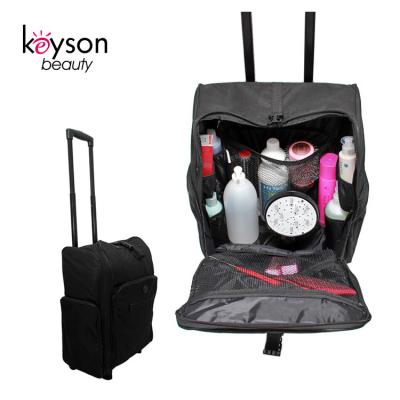 China Keyson China Factory Large Capacity Makeup Storage Luggage Rolling Case Large Capacity Makeup Travel Cosmetic Nylon Trolley Soft Case for sale