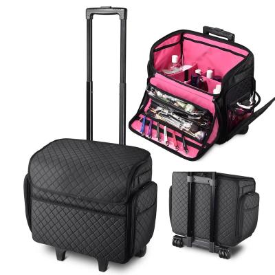 China New Large Capacity Keyson ODM OEM Design Soft Sided Makeup Rolling Case For Hairdresser Hobbyist Artist for sale