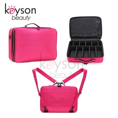 China For Cosmetics Keyson China Portable Customized Large Makeup Organizer Bag With Shoulder Strap for sale