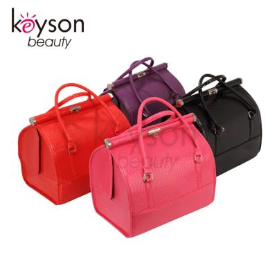 China For Cosmetics Keyson China Big Leather Private Label Cosmetic Bags With Expandable Trays for sale