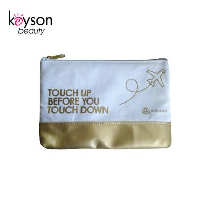 China Portable & See Through Keyson Custom Bag Small Canvas Makeup Zipper Pouch With PU Leather Bottom for sale