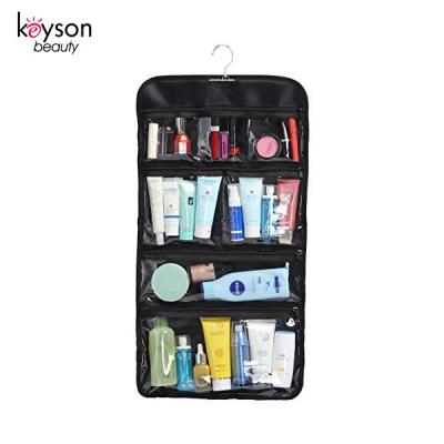 China Keyson Makeup Clear Rolled Hanging Toiletries Bag With Clear Compartment for sale