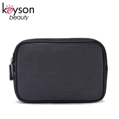 China Fashion Keyson Polyester Men's Black Portable Toiletry Bag With Zipper And Mesh Side Pockets for sale