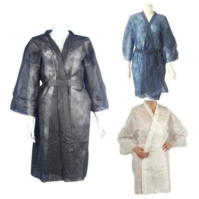 China Women Beauty Salon Hairdressing Bathrobe Spa Bathrobe Disposable Nonwoven Kimono Dressing Gown for sale