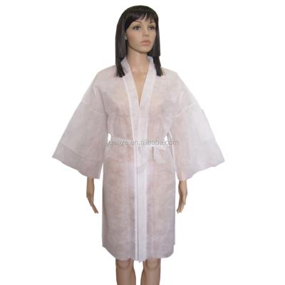 China Women Hotel Hair Dressing Bathrobe Disposable Nonwoven Spa Kimono Robe Long Robe for sale