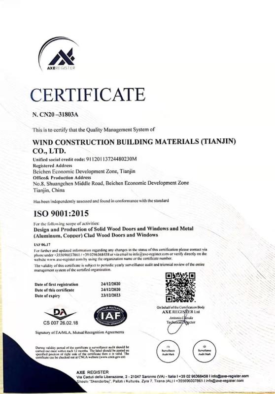 ISO9001 - Wind Construction Building Materials (tianjin) Co., Ltd.