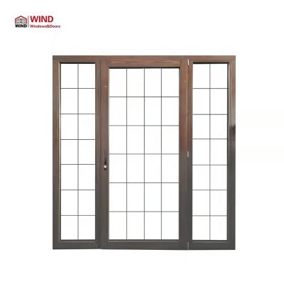 China Folding Aluminum Wood Screen Door With Grille Design for sale