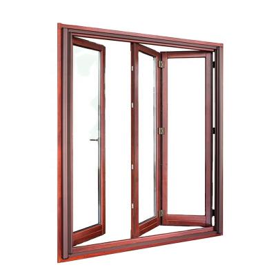 China Sound Insulation Bi-Folding Solid Wood Door With Double Or Triple Glass for sale