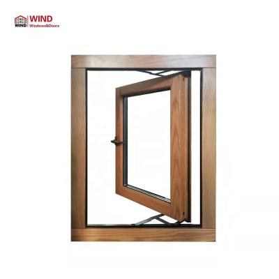 China Folding Exterior Solid Wood Screen Casement Opening Windows for sale