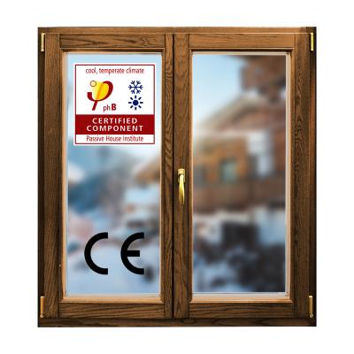 China PHI Certificate Aluminum Wood Inward Folding Screen Opening Passive Windows for sale