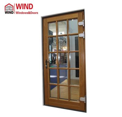 China WIND Customized Copper Clad Wooden Swing Folding Screen Door With Grilled Design for sale