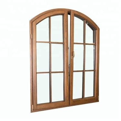 China Wholesale Design Round Arch Aluminum Wood French Half Swing Grille Windows for sale