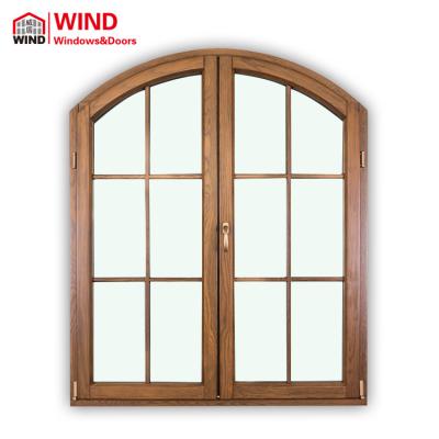 China Swing Arched Round Glass Japanese Window With Grille Design for sale