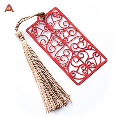 China Custom Europe Metal Core Gold Plated Tassel Book Mark Standard Brass Bookmark for sale