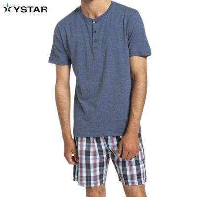 China Breathable Mens Summer Shorts Sleeve Shorts 2022 Leisure Homewear Cotton Pajamas Sets Mens Nightwear Mens Sleepwear Two Piece Set for sale