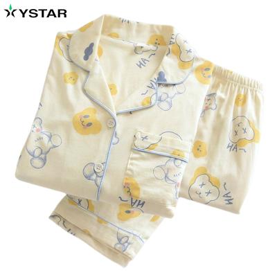 China Breathable Spring Knitted Long Sleeve Lady Home Clothes Cute Pajamas Autumn Winter New Fund Lovely Pajamas Lady Loose Home Clothes for sale