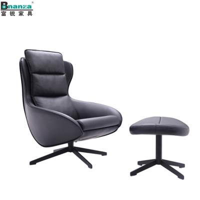 China Hotel Chair 3 D Interior 4 Star Black Bonded Leather Black Solid Steel Base Cabriolet Design For Reception Hotel Home for sale