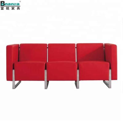 China Modern Design Stainless Steel Leather Frame Wood Structure Office Furniture Lucky Luxury 3 Seater Overseer Sofa for sale