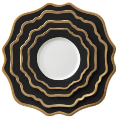 China Sunflower Gold Rim Stocked Porcelain Dinner Set Ceramic Fine Dishes Dinnerware Sets for sale