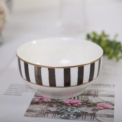 China Sustainable Custom Printed Cheap White Ceramic Porcelain Bowl / Porcelain Noodle Bowl for sale