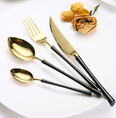 China Viable Hot Sale Dinner Fork Spoon Safety 6/24 Pcs Dinnerware Set Gold Flatware Set Wedding for sale