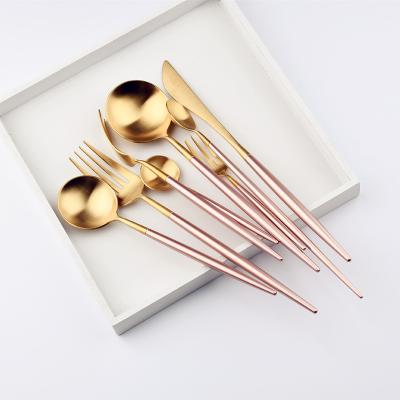 China JK Sustainable High Grade Wedding 18-10 Stainless Steel Gold Ceramic Matte Cutlery for sale