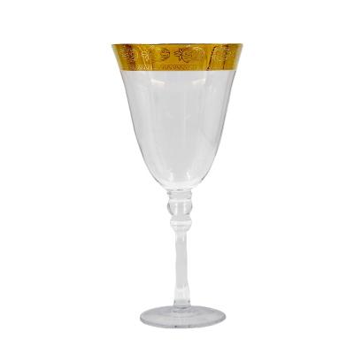 China Custom Stocked Gold Rim Personalized Brandy Snifters Tall Wine Glass Set for sale