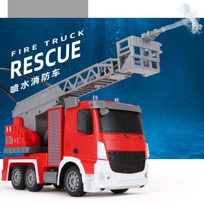 China RC Model Remote Control Fire Truck Pulls Channer Scale 10 Scale 10 Inch Rescue Water Fire Engine 14 Inch Operating Light RC Trucks For Kids for sale