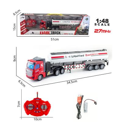 China RC Model Fast Speed ​​1:48 RC Vacuum Tanker Truck Trailer Electric Fuel Oil Transporter With Rechargeable Battery Container Remote Control Semi-Trailer for sale