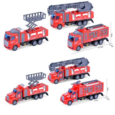 China Firetruck fire truck toy pull back rescue roationg ladder pullback construction toys widening return vehicles city car motorized kids 20.5*5.5*9cm for sale