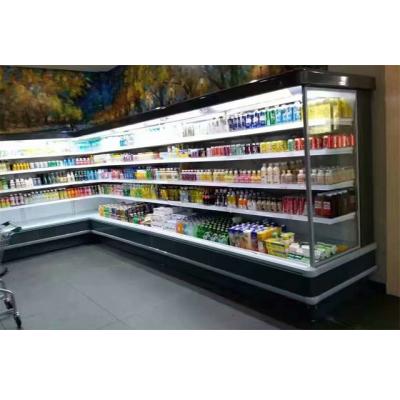 China Customization large volume length, corner open refrigerator open supermarket display color front multideck refrigerator for sale