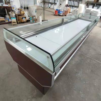 China 4 Meter Length Single-temp Compressor Incorporate With Open Curtain Meat Display Refrigerator Display Air Cooler for sale