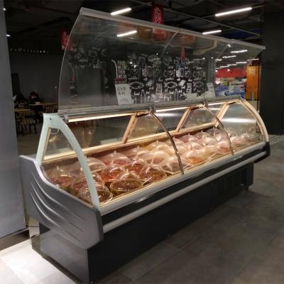 China Single-temperature 2000 mm length compressor builds in commercial deli refrigerator meat display showcase refrigerator for sale