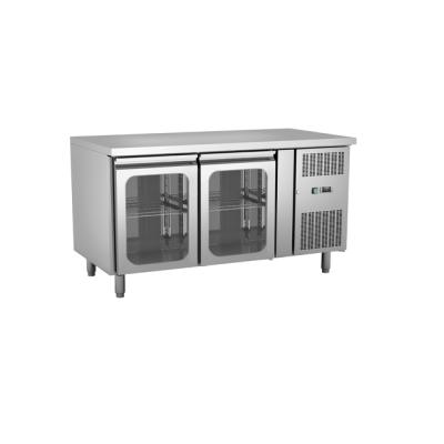 China Single-temperature workbench freezer under glass refrigerator stainless steel storm door for sale