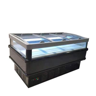 China Single-temperature 2 meter compressor build in air cooling sliding glass door frozen food display chest freezer for sale