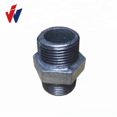 China Hot dipped Q galv and twice baked galv. Hot dipped galv. Fig No.280 Hex Nipple Malleable Iron Pipe Fitting With BS Threads for sale